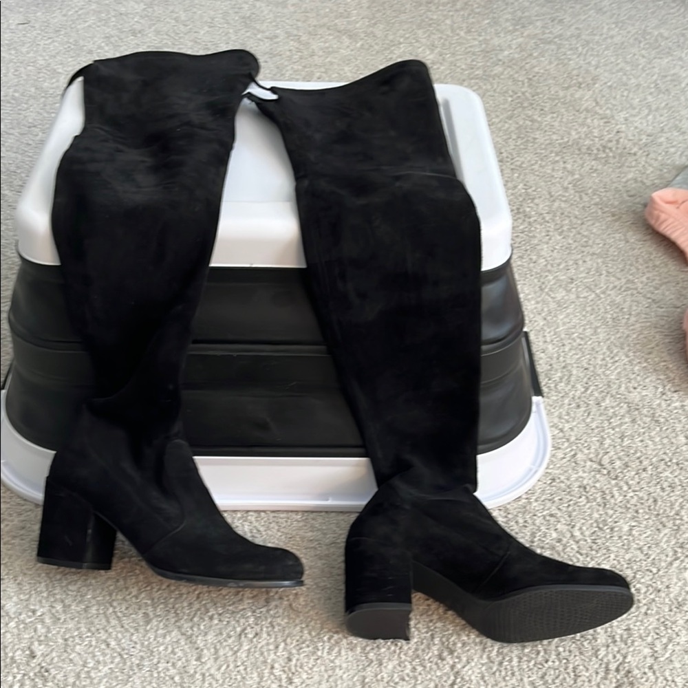 Black Suede Over-the-Knee Boots